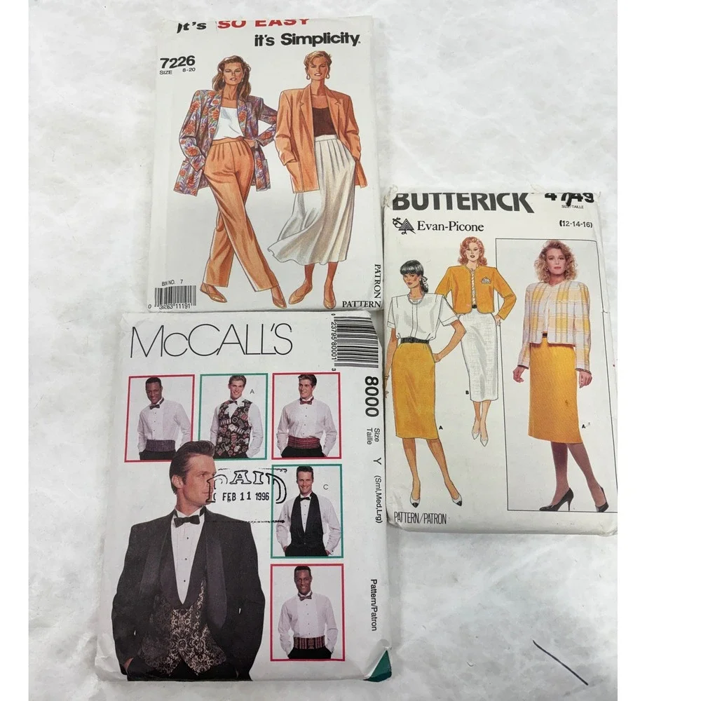 Vintage Sewing Pattern Lot McCall's 8000 Butterick 4749 Simplicity 7226 Retro